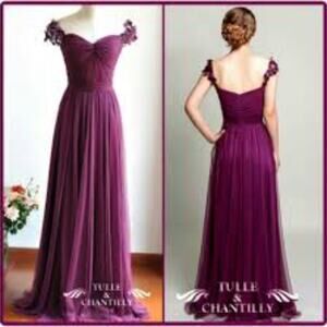 NWT Elegant  Bridesmaid Dress with Floral Straps